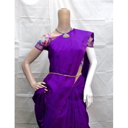 Cotton Silk Blend Plain Saree