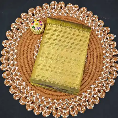 Olive Green Mangalagiri HandLoom Silk Cotton Blend 300k Border Zari Checks Saree