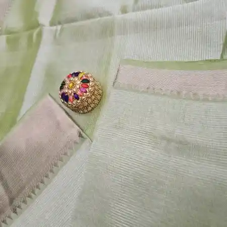 Light Green Mangalagiri Handloom Silk Cotton Blend 150k Border Saree