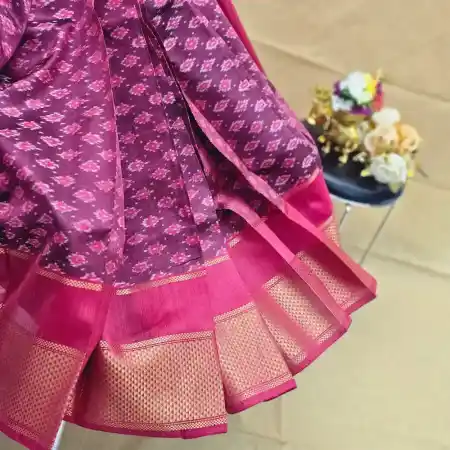 Maroon Mangalagiri Handloom Pure Silk Ikkat Style Saree
