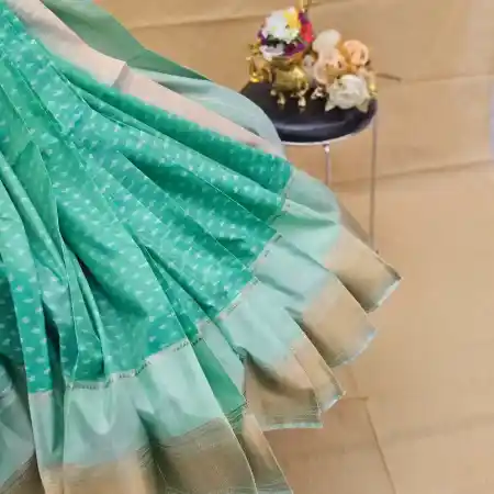 LightSeaGreen Mangalagiri Handloom Pure Silk Ikkat Style Saree