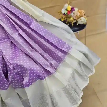 Violet Mangalagiri Handloom Pure Silk Ikkat Style Saree