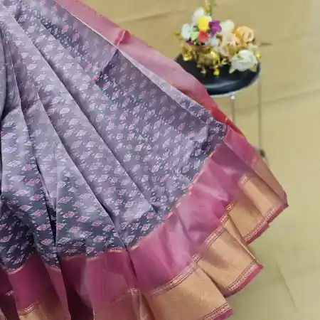 Purple Mangalagiri Handloom Pure Silk Ikkat Style Saree