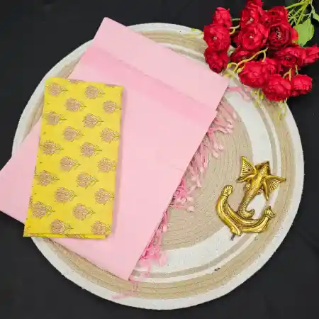 Baby-Pink Mangalagiri Handloom Cotton Plain Saree