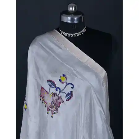 Mangalagiri Cotton Silk Blend Screen Print Dupatta