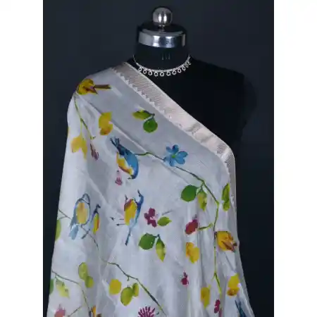 Mangalagiri Cotton Silk Blend Screen Print Dupatta