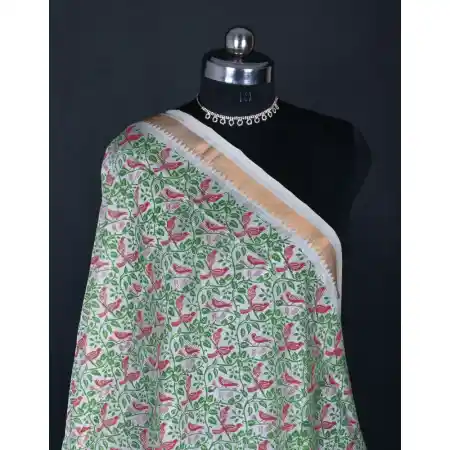 Mangalagiri Cotton Silk Blend Screen Print Dupatta