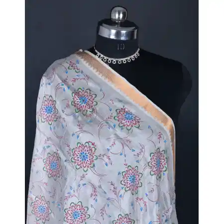 Mangalagiri Cotton Silk Blend Screen Print Dupatta