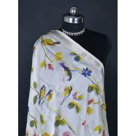 Mangalagiri Cotton Silk Blend Screen Print Dupatta