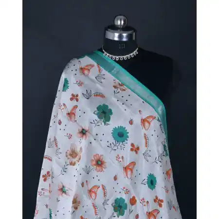 Mangalagiri Cotton Silk Blend Screen Print Dupatta