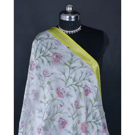 Mangalagiri Cotton Silk Blend Screen Print Dupatta