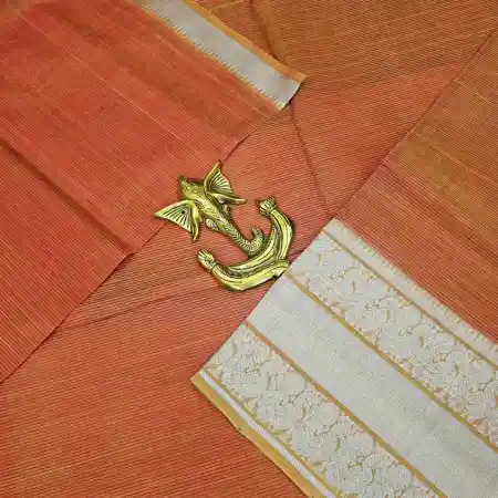 Red Yellow Mangalagiri HandLoom Pure Silk Cotton Blend 300k Border Saree
