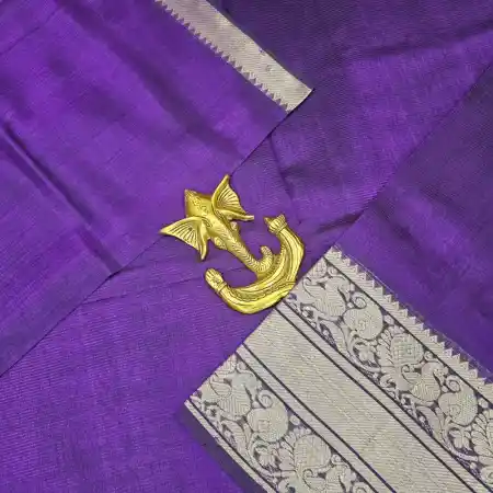 Dark Purple Mangalagiri HandLoom Pure Silk Cotton Blend 300k Border Saree