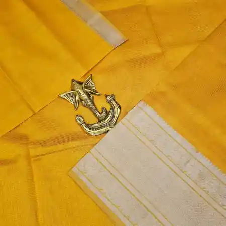 Yellow Mangalagiri HandLoom Pure Silk Cotton Blend 300k Border Saree
