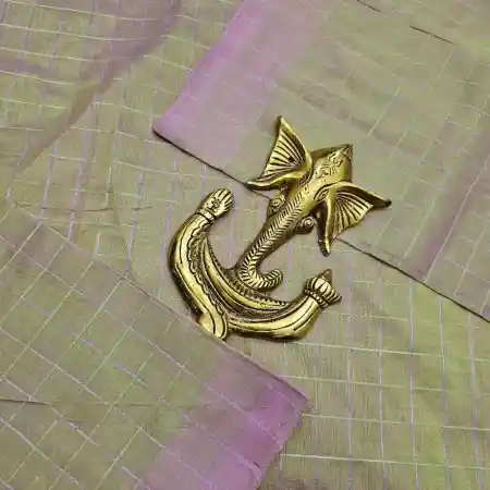 Green Rose Pink Mangalagiri Handloom Pure Silk Cotton Blend Small Zari Checks Saree