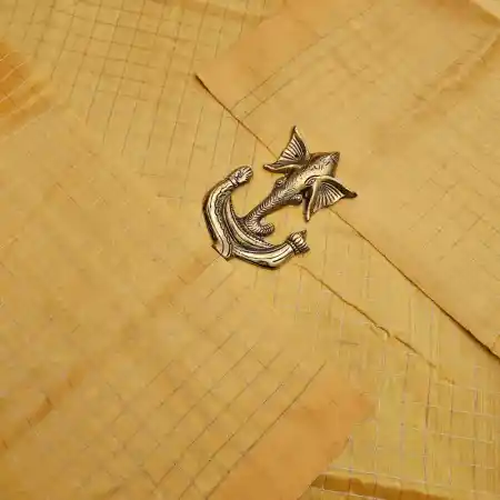 Light Yellow Mangalagiri Handloom Pure Silk Cotton Blend Small Zari Checks Saree